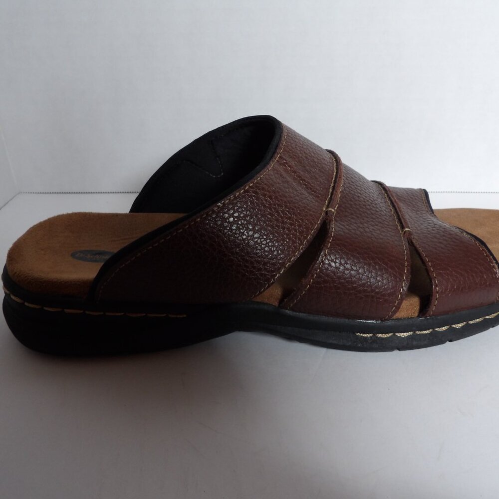 Mens Dr. Scholls Memory Foam Cool Fit Brown Leather Sandals 11 Slides - Picture 4 of 6